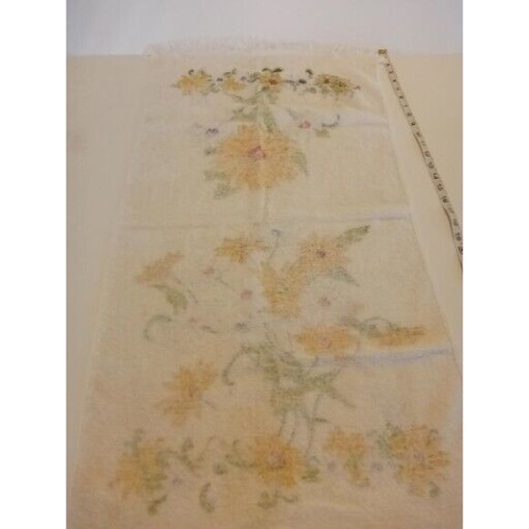 2 Vintage Bath Towels Orange Yellow Floral 60s 70s Cone Made‎ in USA - Picture 11 of 16